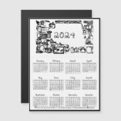 Carte Magnétique 2024 Calendrier Fonte de structure coudre cadres f (Devant / Derrière)