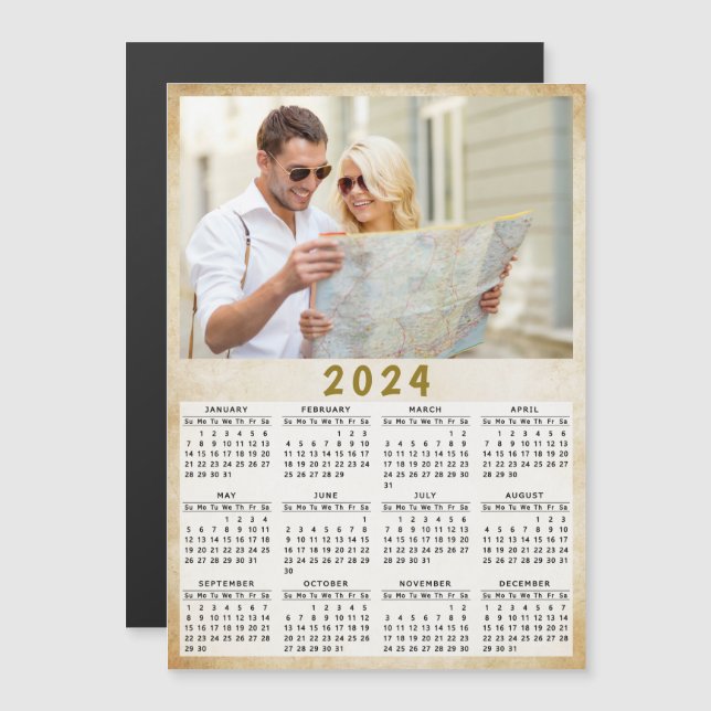 2024 Calendrier magnétique complet année photo per 