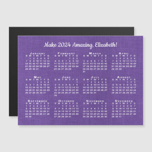 Carte Magnétique 2024 Calendrier Motivation Nom personnalisé Purple