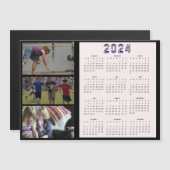 Carte Magnétique 2024 Personalized 3 Family Photo Collage Calendrie (Devant / Derrière)