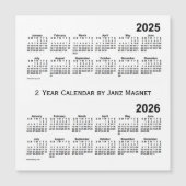 Carte Magnétique 2025-2026 blanc calendrier de 2 ans par l'aimant (Devant)
