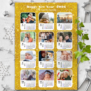 Carte Magnétique 2025 Calendrier Famille 12 Photo Parties scintilla