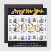 Carte Magnétique 2025 Calendrier Gold Black Corporate Magnetic Card (Devant / Derrière)
