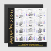 Carte Magnétique 2025 Calendrier Gold Black Corporate Magnetic Card (Devant / Derrière)