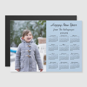 Carte Magnétique 2025 Calendrier Photo Bonne Année Bleu clair