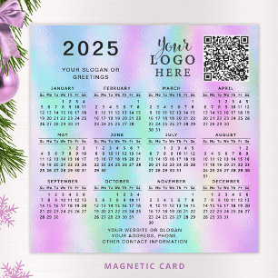 Carte Magnétique 2025 Calendrier QR Code Business Logo Colorful Omb