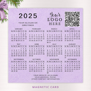 Carte Magnétique 2025 Calendrier QR Code Business Logo Purple Magne