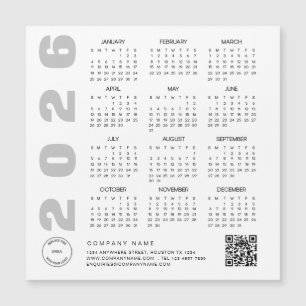 Carte Magnétique 2025 Calendrier QR Code Société Logo Giveaway