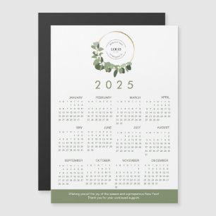 Carte Magnétique 2025 Modern Wreath Your Logo here Calendrier