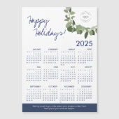 Carte Magnétique 2025 Moderne Wreath Your Logo Calendrier Bleu (Devant)