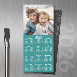 Carte Magnétique 2026 Calendrier 1 Collage photo - Can Edit aqua