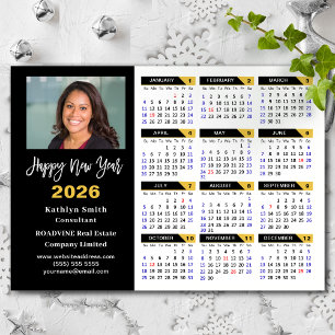 Carte Magnétique 2026 Calendrier Black Gold Business Photo magnétiq