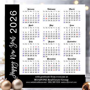 Carte Magnétique 2026 Calendrier Black White Corporate Magnetic Car