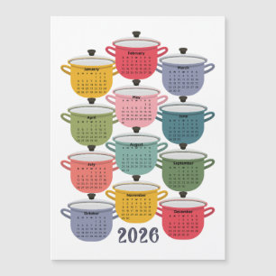 Carte Magnétique 2026 Calendrier Cuisine Colorful Cookware