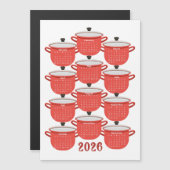 Carte Magnétique 2026 Calendrier Cuisine Rouge Cookware (Devant / Derrière)