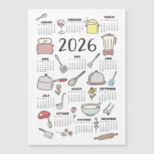 Carte Magnétique 2026 Calendrier des ustensiles de cuisine