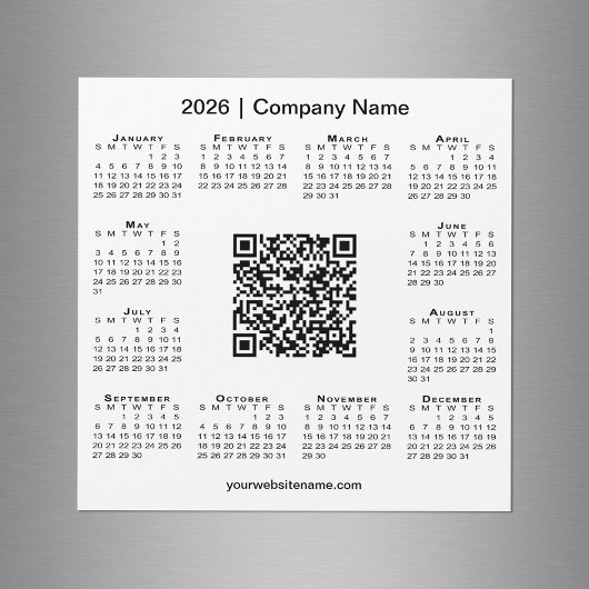 Carte Magnétique 2026 Calendrier Entreprise Personnalisée QR Code M