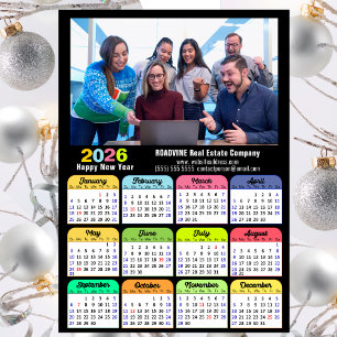 Carte Magnétique 2026 Calendrier Entreprise Photo moderne Noir magn