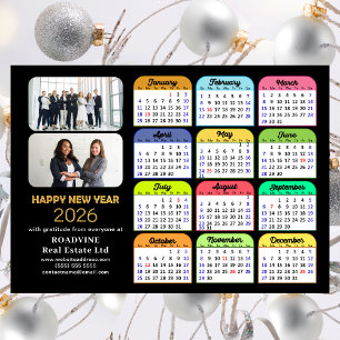 Carte Magnétique 2026 Calendrier Gold Black Business 2 Photo magnét