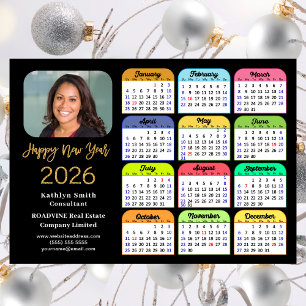 Carte Magnétique 2026 Calendrier Gold Black Business Photo magnétiq