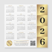 Carte Magnétique 2026 Calendrier Gold Business Logo QR Code Marketi (Devant)
