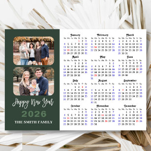 Carte Magnétique 2026 Calendrier Moderne Sage Vert 2 Photo Magnétiq