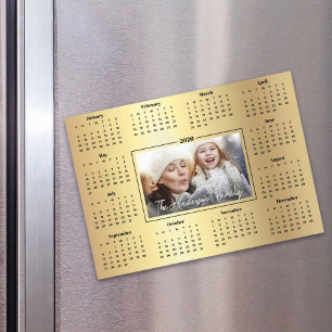 Carte Magnétique 2026 Calendrier Photo personnalisée Gold Foil Fami
