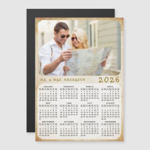 Carte Magnétique 2026 Calendrier Photo personnalisée Nom de famille