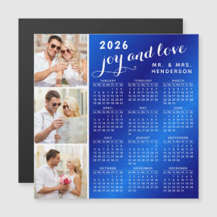 Carte Magnétique 2026 Calendrier photo Réfrigérateur Aimant bleu et