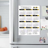 Carte Magnétique 2026 Calendrier Vacances US Moderne Affaires Magné