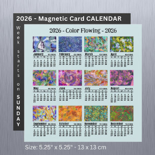 Carte Magnétique 2026 Couleurs de flux personnalisées Calendrier Di