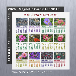 Carte Magnétique 2026 Custom Flower magnétique Calendrier démarre d