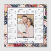 Carte Magnétique 2026 Élégant Bleu Floral Photo Calendrier magnétiq (Devant)