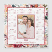 Carte Magnétique 2026 Élégant Blush Floral Photo Calendrier magnéti (Devant)