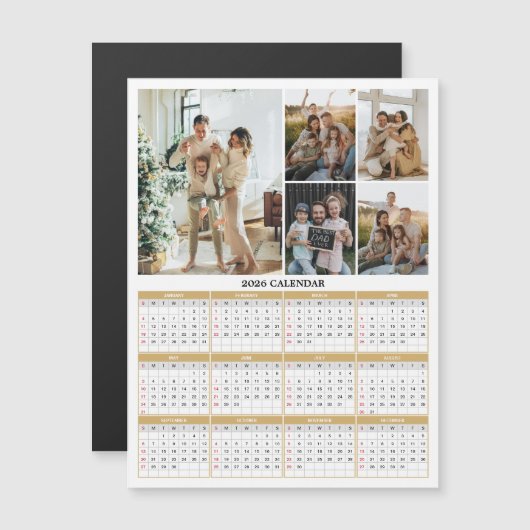 Carte Magnétique 2026 Family Photos Calendar Magnetic Card (Devant / Derrière)