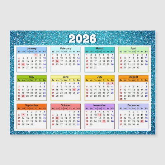 Carte Magnétique 2026 Magnetic Calendar (Devant)