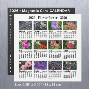 Carte Magnétique 2026 Personnalisé Fleur magnétique blanc Calendrie