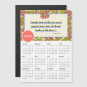 Carte Magnétique 2026 Retro Floral 1 Samuel 16:7 Calendrier (Devant / Derrière)