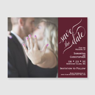 Carte Magnétique 2 Volet photo mariage Enregistrer la date Bourgogn