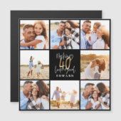 Carte Magnétique 40e anniversaire noir collage photo en or noir (Devant / Derrière)