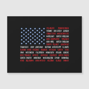 Carte Magnétique 4 juillet États-Unis Drapeau américain Tous les 50