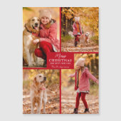 Carte Magnétique 4 Photo Collage Red Christmas Magnetic Cards (Devant)