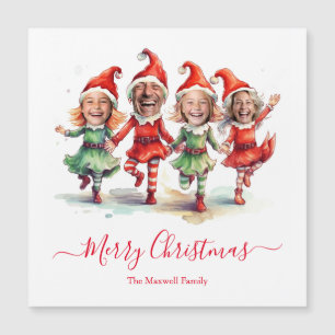 Carte Magnétique 4 Photos elfes de Noël
