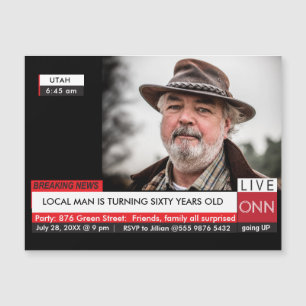 Carte Magnétique 60e anniversaire Mens Funny TV News