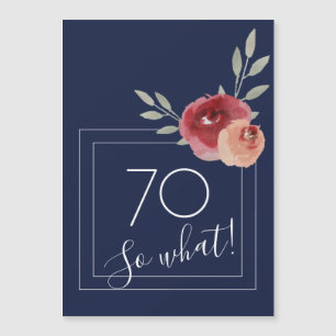 Carte Magnétique 70 et alors Fleurs Aquarelle Bleue 70e Anniversair