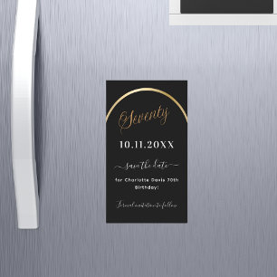 Carte Magnétique 70e anniversaire or noir Enregistrer l'aimant Date