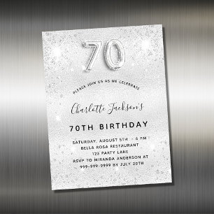 Carte Magnétique 70e anniversaire parties scintillant argent aimant
