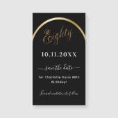 Carte Magnétique 80e anniversaire or noir Enregistrer l'aimant Date (Devant)