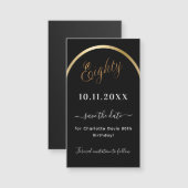 Carte Magnétique 80e anniversaire or noir Enregistrer l'aimant Date (Devant / Derrière)