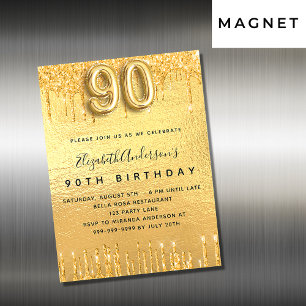 Carte Magnétique 90e anniversaire de la parties scintillant d'or ai